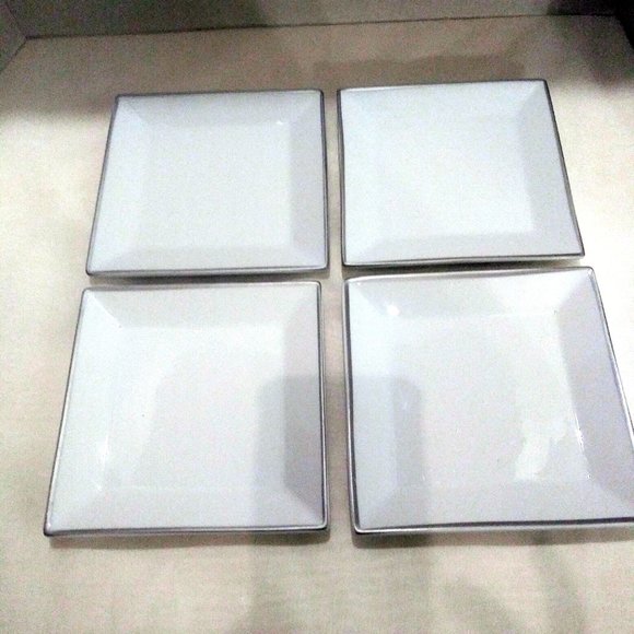 White Rim Square Stoneware Plates, Desser Plates, Bread Plates, Fruit Plates - Picture 12 of 12